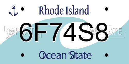 6F74S8 Rhode Island License Plate