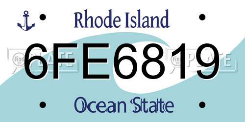 6FE6819 Rhode Island License Plate