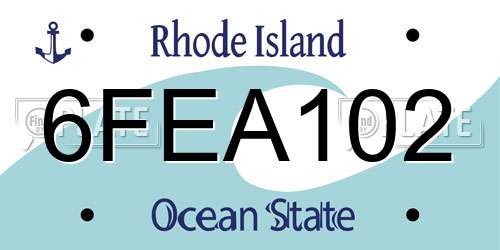 6FEA102 Rhode Island License Plate