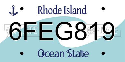 6FEG819 Rhode Island License Plate