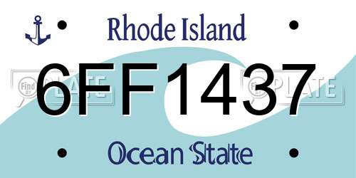 6FF1437 Rhode Island License Plate