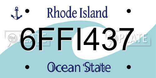 6FFI437 Rhode Island License Plate