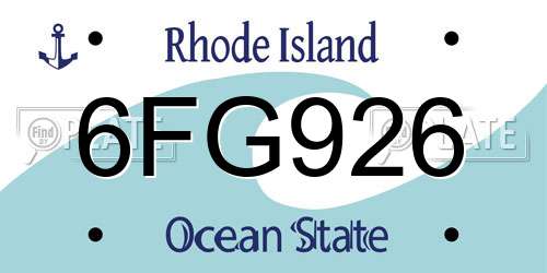 6FG926 Rhode Island License Plate