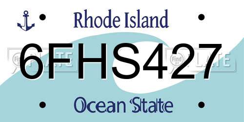 6FHS427 Rhode Island License Plate