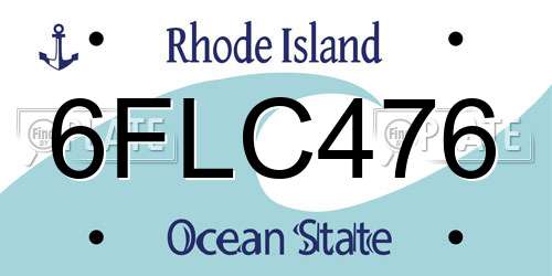 6FLC476 Rhode Island License Plate