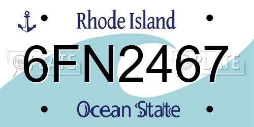 6FN2467 Rhode Island License Plate