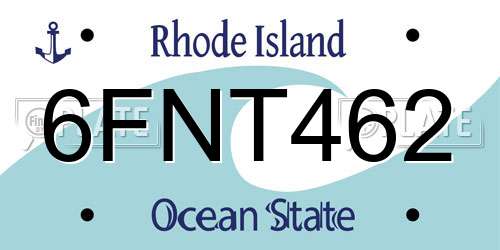 6FNT462 Rhode Island License Plate