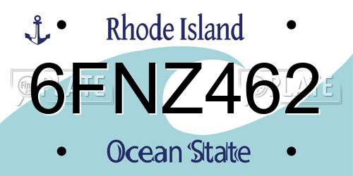 6FNZ462 Rhode Island License Plate
