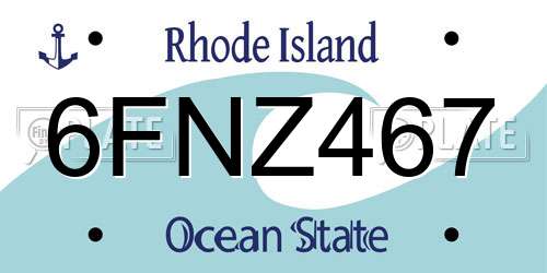 6FNZ467 Rhode Island License Plate