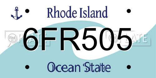6FR505 Rhode Island License Plate