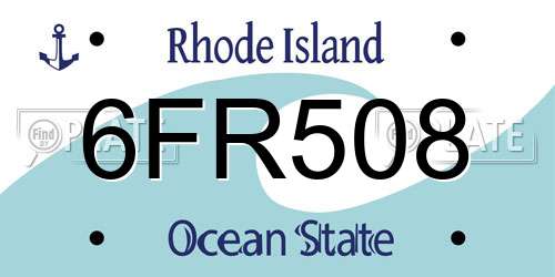 6FR508 Rhode Island License Plate
