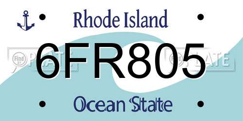 6FR805 Rhode Island License Plate