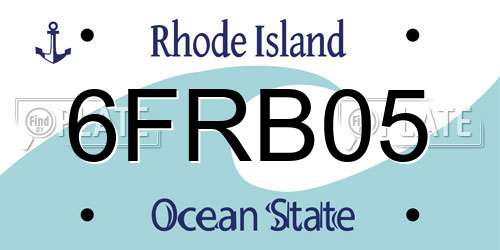 6FRB05 Rhode Island License Plate