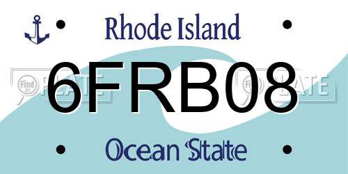 6FRB08 Rhode Island License Plate