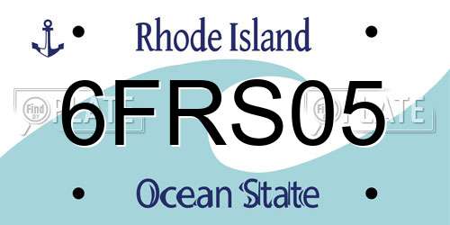 6FRS05 Rhode Island License Plate