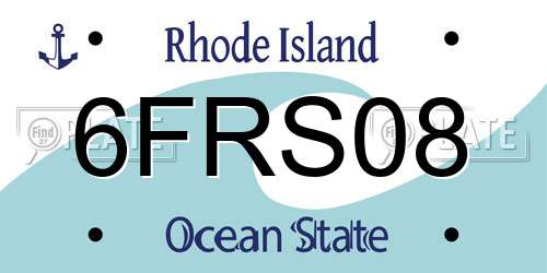6FRS08 Rhode Island License Plate