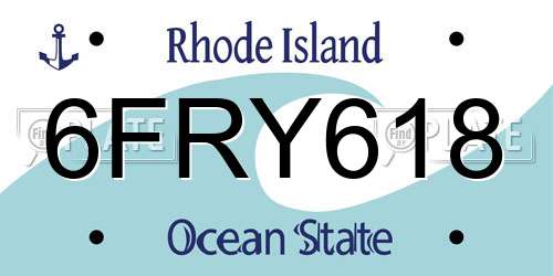 6FRY618 Rhode Island License Plate