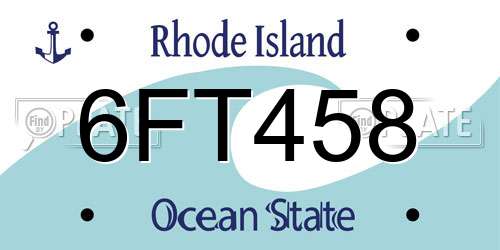 6FT458 Rhode Island License Plate