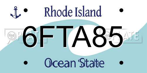 6FTA85 Rhode Island License Plate