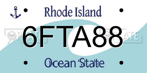 6FTA88 Rhode Island License Plate