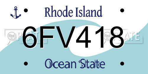 6FV418 Rhode Island License Plate