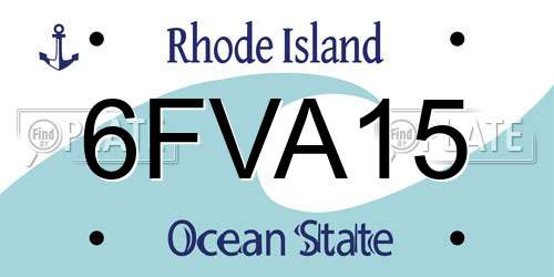 6FVA15 Rhode Island License Plate