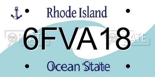 6FVA18 Rhode Island License Plate