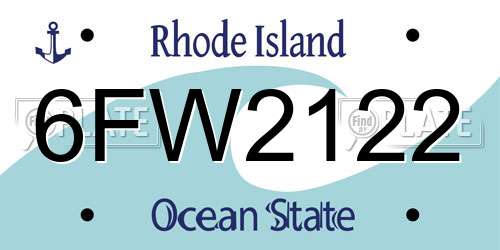 6FW2122 Rhode Island License Plate