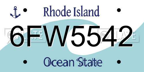 6FW5542 Rhode Island License Plate