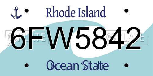 6FW5842 Rhode Island License Plate