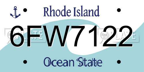 6FW7122 Rhode Island License Plate
