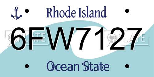 6FW7127 Rhode Island License Plate