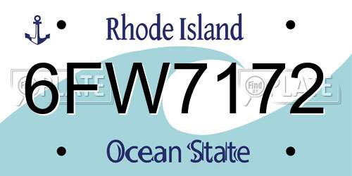 6FW7172 Rhode Island License Plate