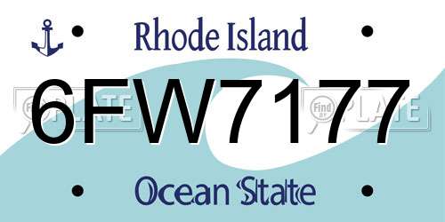 6FW7177 Rhode Island License Plate