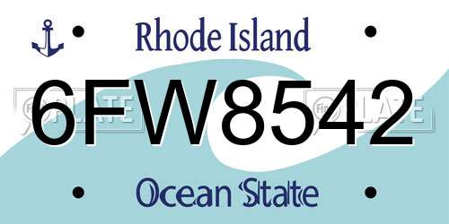 6FW8542 Rhode Island License Plate