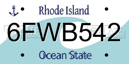 6FWB542 Rhode Island License Plate
