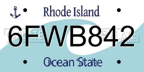 6FWB842 Rhode Island License Plate