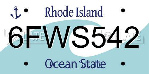 6FWS542 Rhode Island License Plate