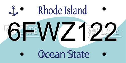6FWZ122 Rhode Island License Plate