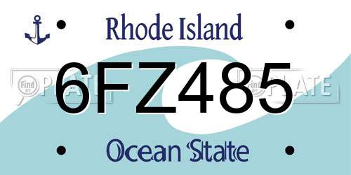 6FZ485 Rhode Island License Plate