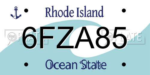 6FZA85 Rhode Island License Plate