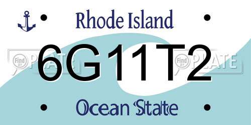 6G11T2 Rhode Island License Plate
