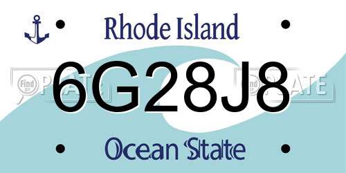 6G28J8 Rhode Island License Plate