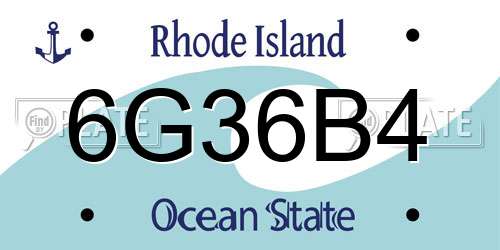 6G36B4 Rhode Island License Plate