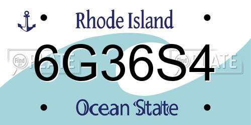 6G36S4 Rhode Island License Plate