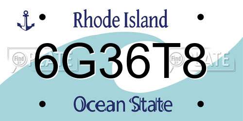 6G36T8 Rhode Island License Plate