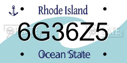 6G36Z5 Rhode Island License Plate