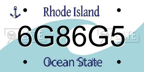6G86G5 Rhode Island License Plate