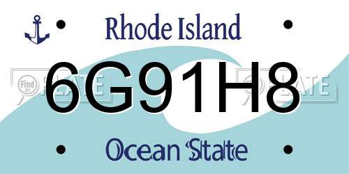 6G91H8 Rhode Island License Plate