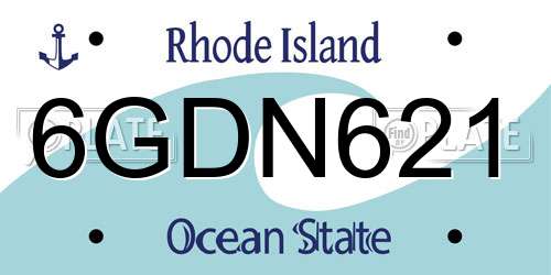 6GDN621 Rhode Island License Plate